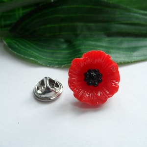 Poppy Lapel Pin, Poppy Tie Pin, Flower Lapel Pin, Poppy Hat Pin, Lapel Pin, Poppy Brooch