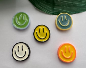 Set of 5 Smiley Face Magnets, Smiley Magnets, Fridge Magnets, Locker Magnets, Novelty Magnets