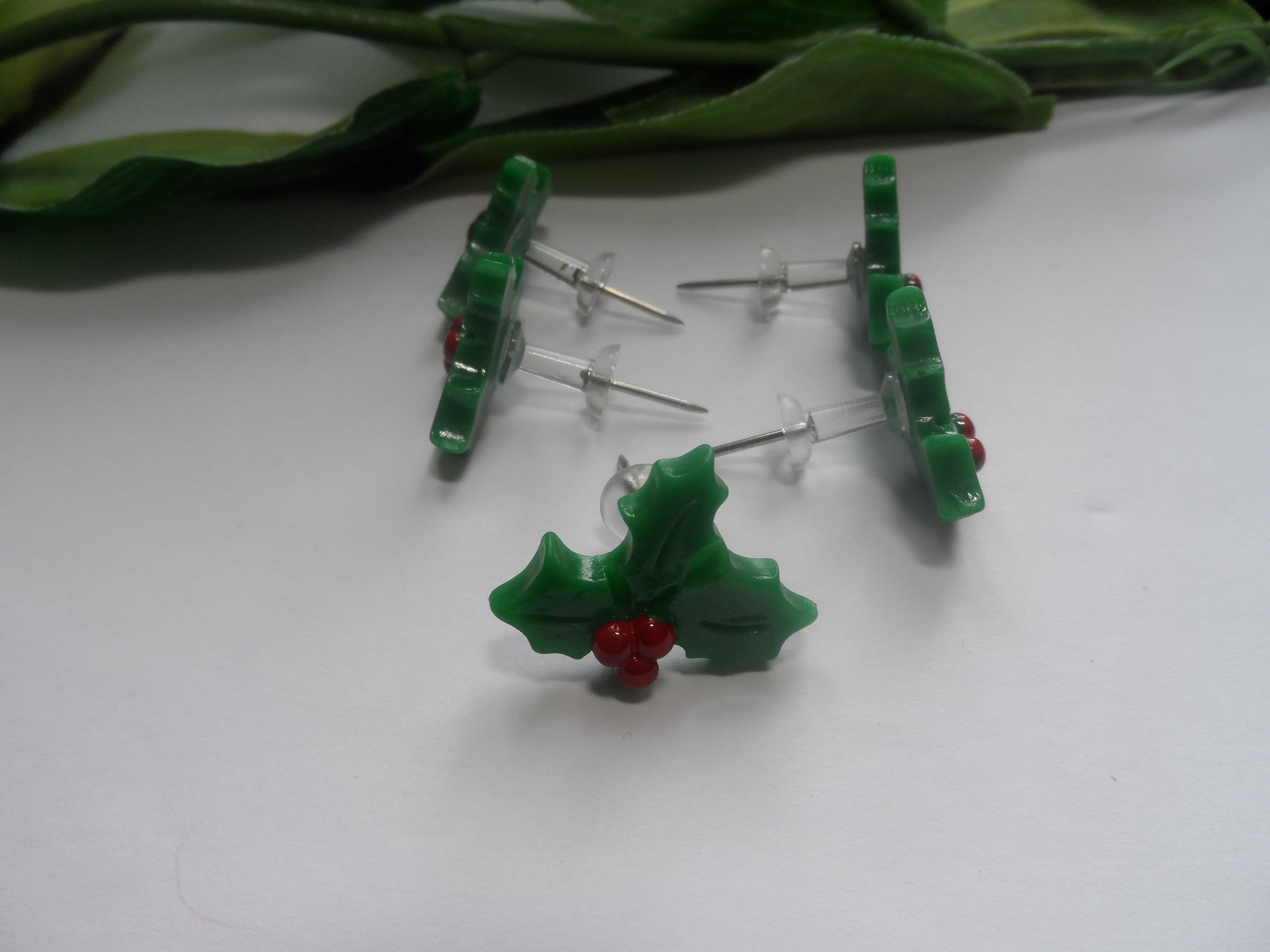 Christmas Holly Push Pins Novelty Push pins Decorative Push Etsy