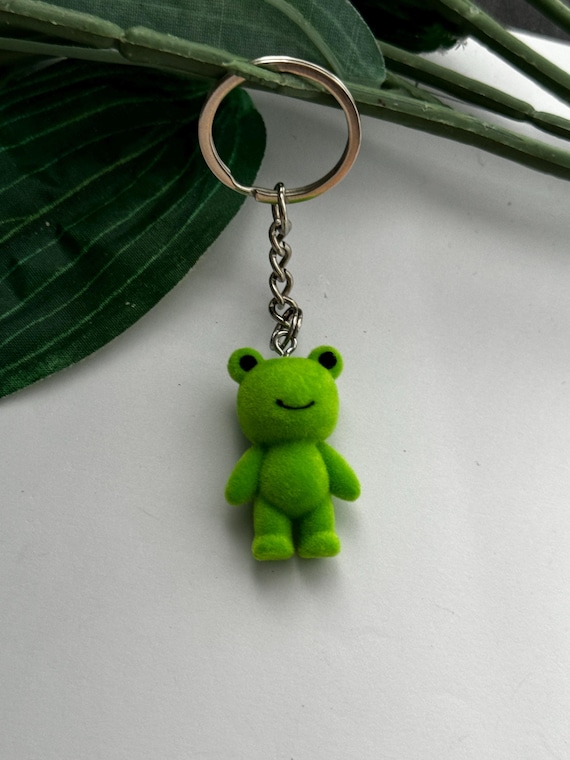Fuzzy Frog Keychain, Novelty Keychain, Froggy Keyrings, Tween