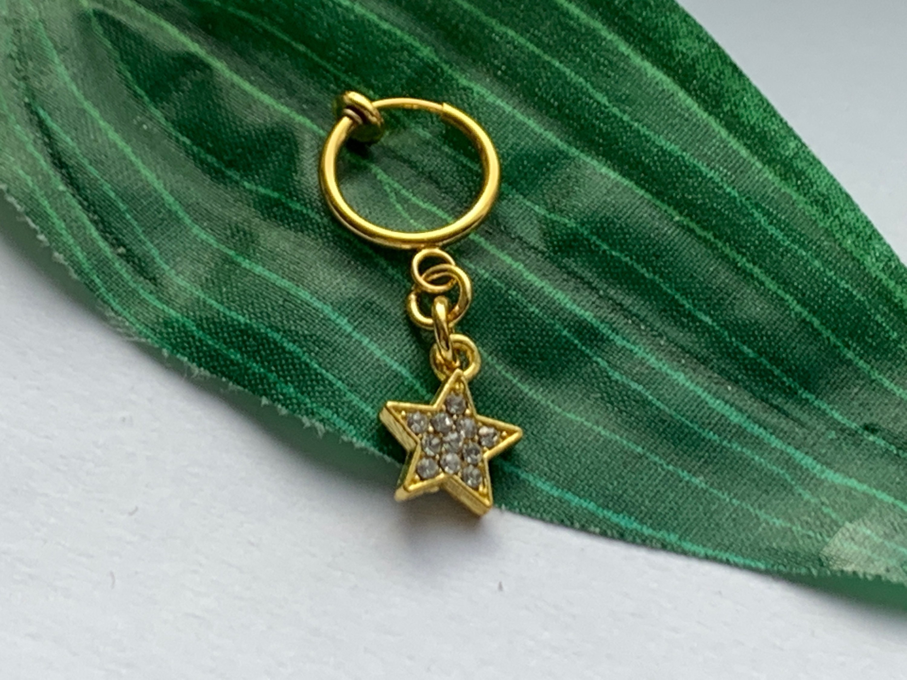 Rhinestone Star Clip On Belly Button Navel Ring Fake Belly | Etsy