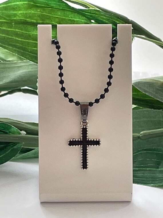Boys Black Cross Necklace Boys Necklace Cross Necklace Boys