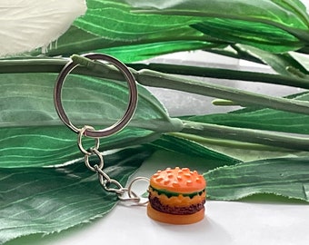 Mini Burger Keychains, novelty keychains, burger keyrings, birthday gifts,Tween gifts, teen gifts, burger gifts