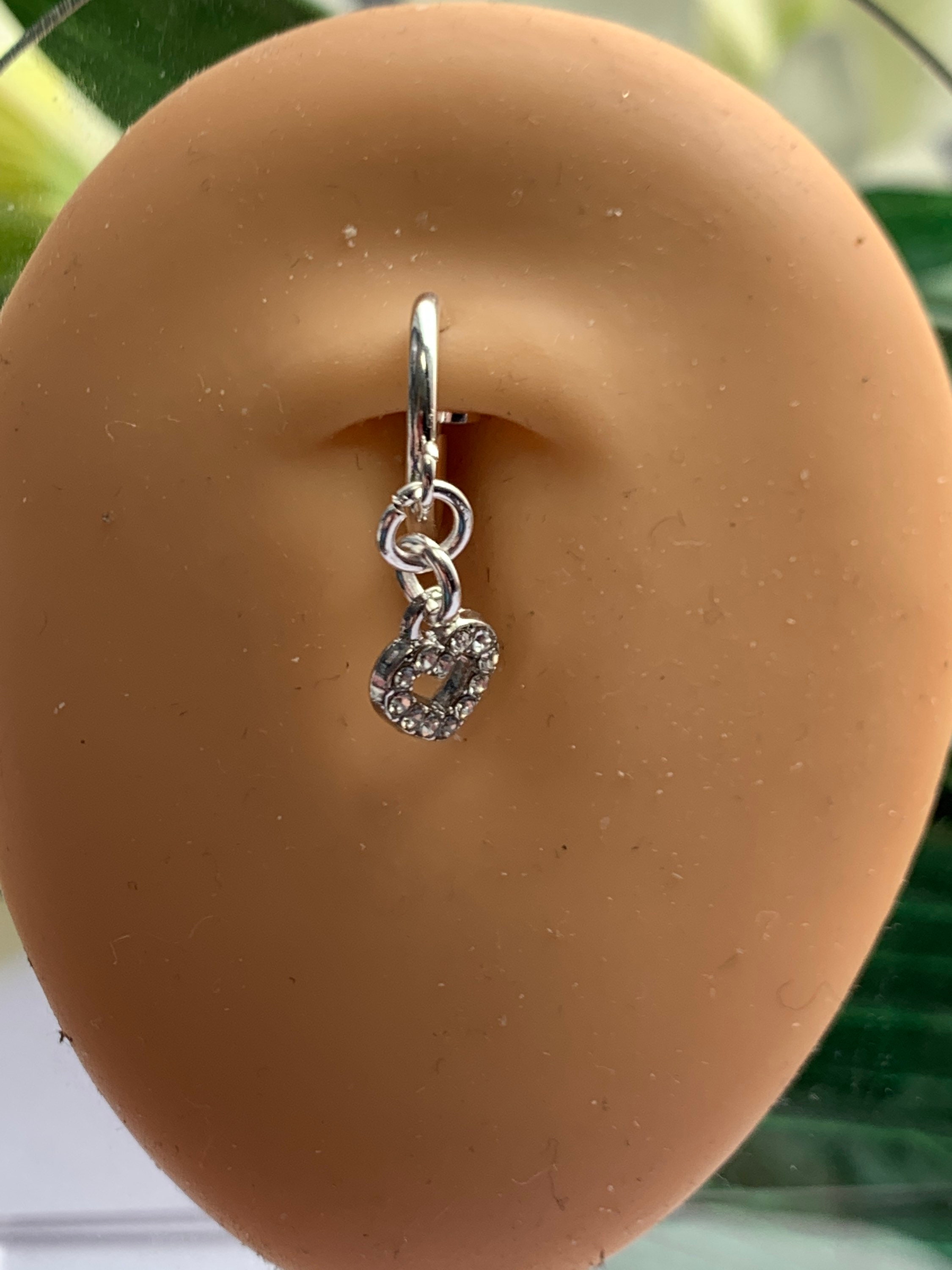 Rhinestone Heart Clip On Belly Button Navel Ring Fake Belly Etsy