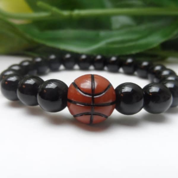 Boys Basketball bead stretchy bracelet, boys bracelets, boys party favors, boys basketball gifts, boys sports bracelets