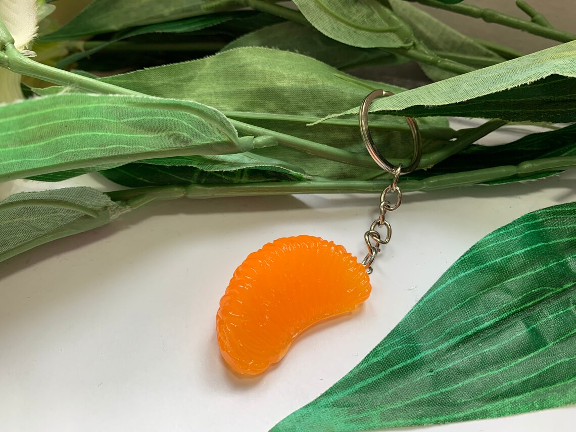 Orange Slice Keychains Novelty Keychains Orange Keyrings Etsy
