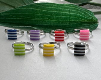 Child's Adjustable Stripes Ring, kids rings, girls rings, girls birthday gifts, adjustable rings,little girls rings