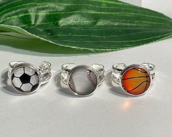 Child's adjustable football ring, kids rings, basketball rings,kiddies ring, little gifts, adjustable ring