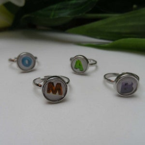 Girls adjustable initial ring, toddler rings, initial rings, girls rings, kids rings, little girls rings