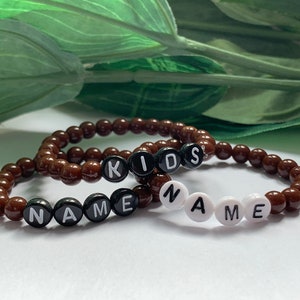 Boys Custom Brown bead Stretchy Bracelets, Boys Party Favors, Boys bracelets, kids bracelets, personalized bracelets