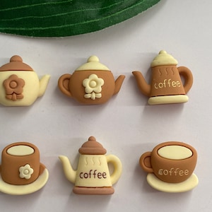 Set of 6 Coffee Magnets, Tea Magnets, Fridge Magnets, Coffee cup Magnets, Novelty Magnets