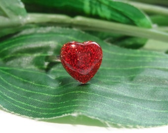 Child's Red Heart ring, kids rings, adjustable rings, girls birthday gifts, girls rings, little girls rings,