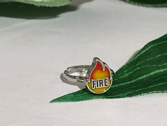 Child's Adjustable Fire Ring, Kids Rings, Girls Rings, Boys Flame
