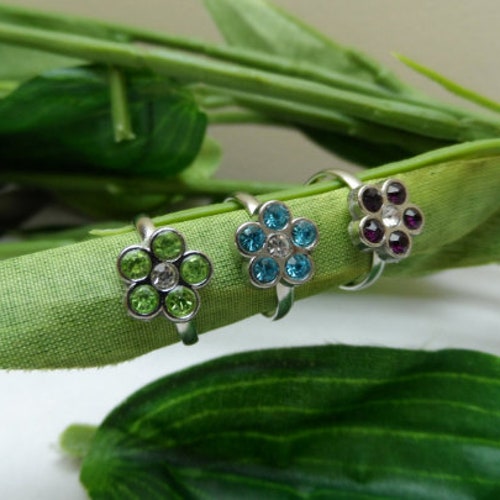 Childs Birthstone Adjustable Flower Ring Kids Rings Bling Etsy