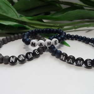 Jungen Custom Holzperle Stretchy Armbänder, Jungen Party Favors, Jungen Armbänder, Kinder Armbänder, personalisierte Armbänder