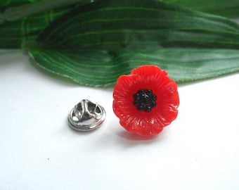 Poppy Lapel Pin, Poppy Tie Pin, Flower Lapel Pin, Poppy Hat Pin, Lapel Pin, Poppy Brooch