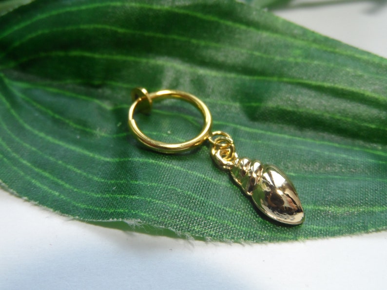Gold Tone Shell Clip On Belly Button Navel Ring Fake Belly Etsy