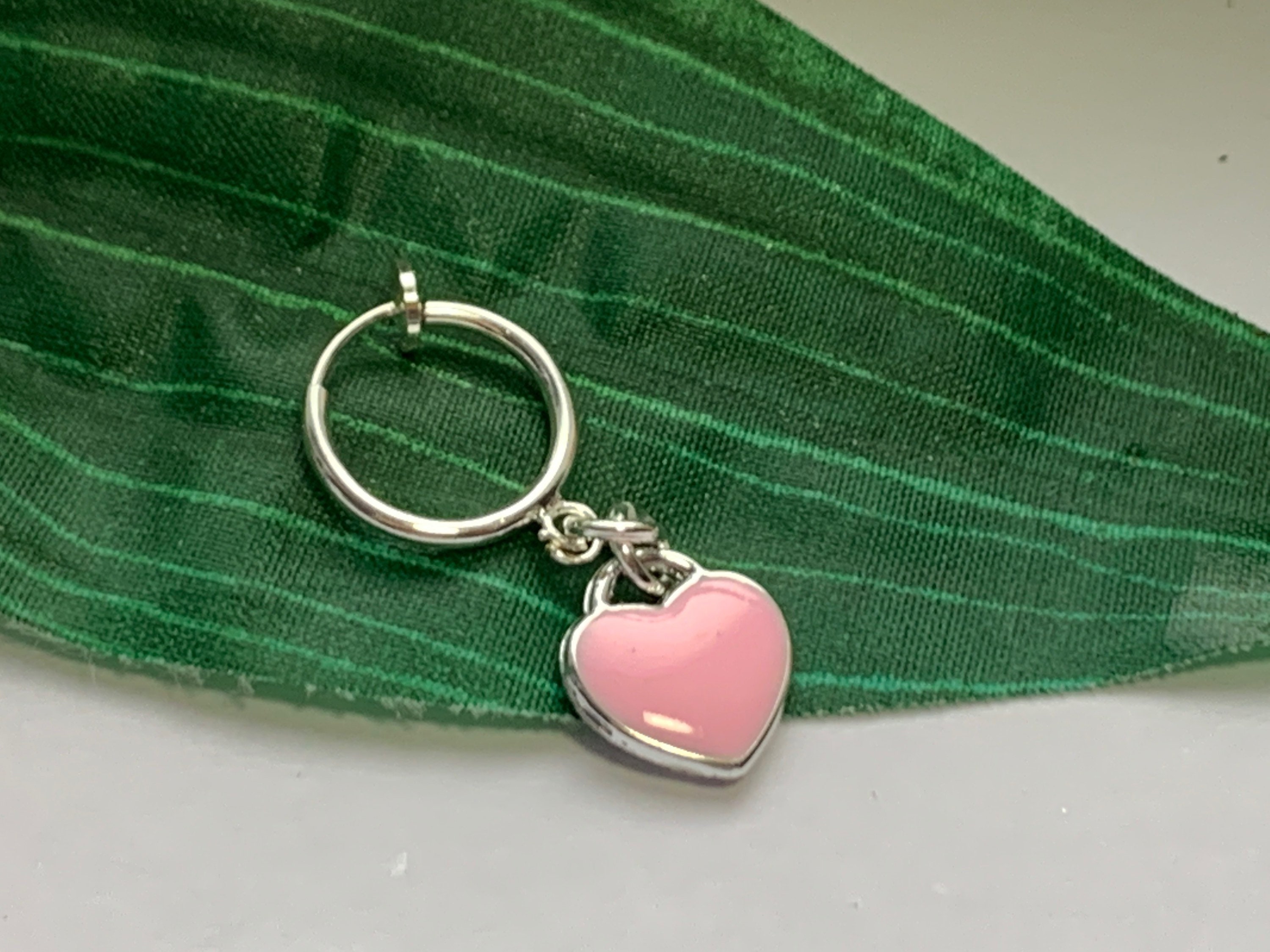 Pink Heart Clip on Belly Button Navel Ring Fake Belly Button - Etsy UK