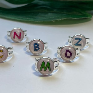 Child&#39;s adjustable Initial ring, kids rings, girls rings, boys ring, little boys gifts, little girl ring