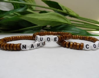 Boys Custom Wooden bead Stretchy Bracelets, Boys Party Favors, Boys bracelets, kids bracelets, personalized bracelets