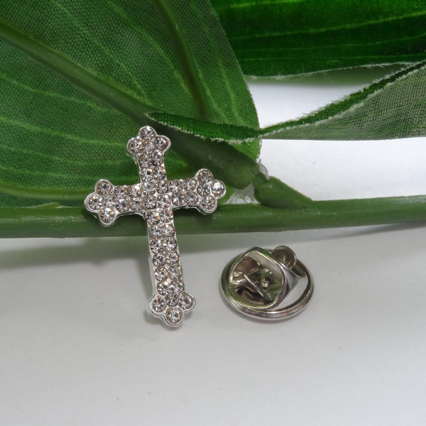 Rhinestone Cross Lapel Pin, Cross Pin, Cross Lapel Pin, Rhinestone Cross Lapel Pin, Decorative Brooch