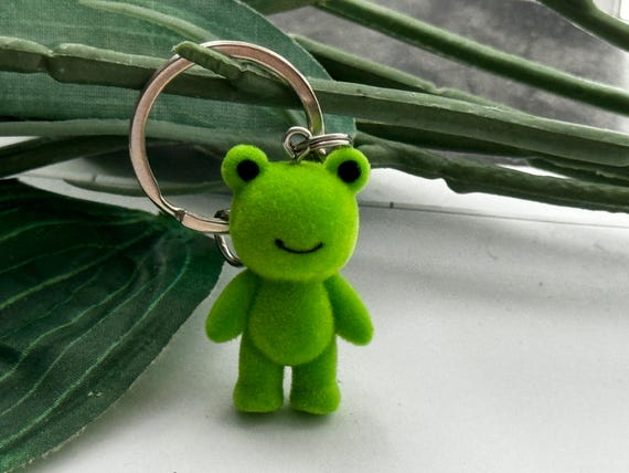 Fuzzy Frog Keychain, Novelty Keychain, Froggy Keyrings, Tween