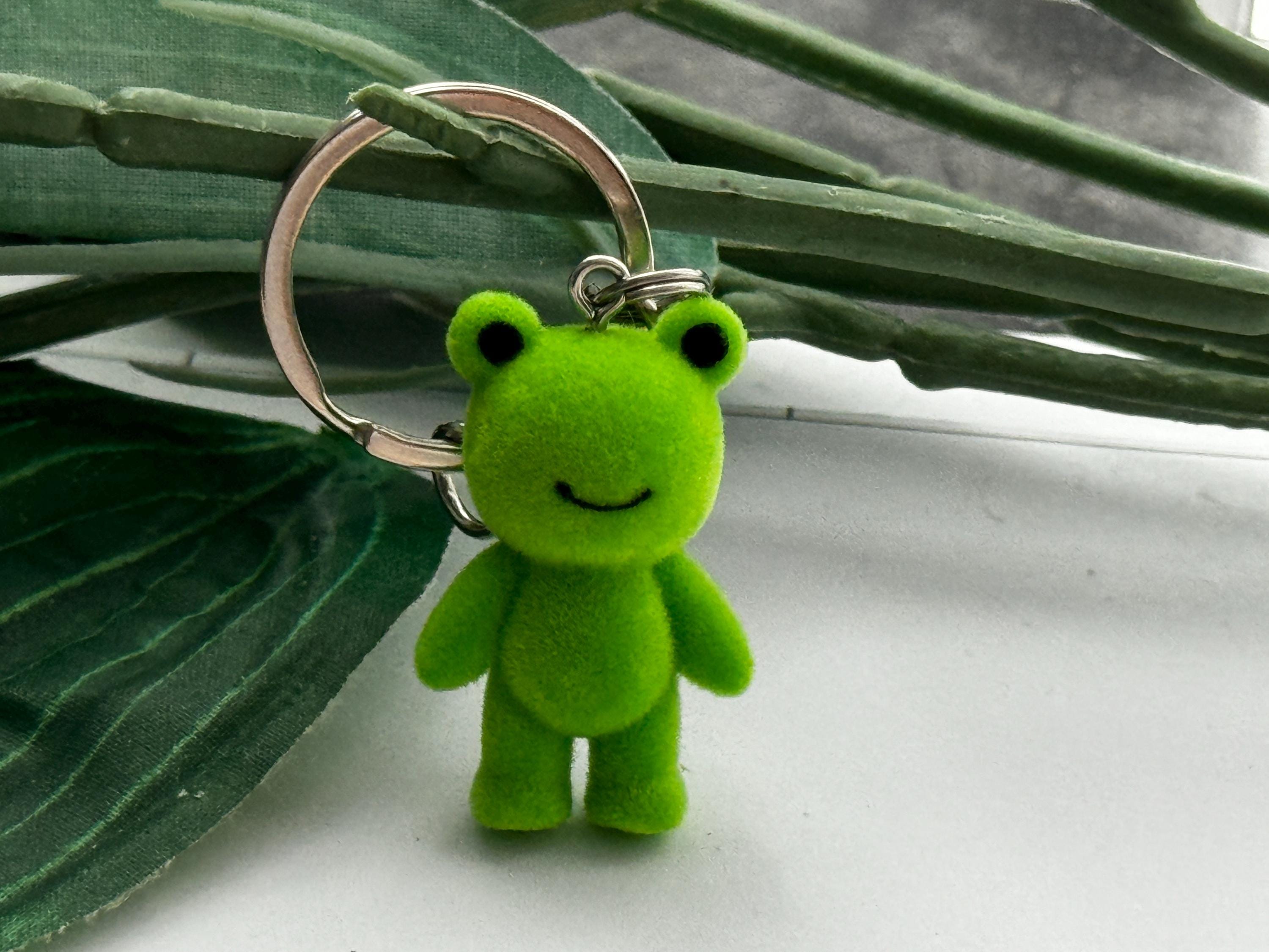 Fuzzy Frog Keychain, Novelty Keychain, Froggy keyrings, tween gifts, teen gifts