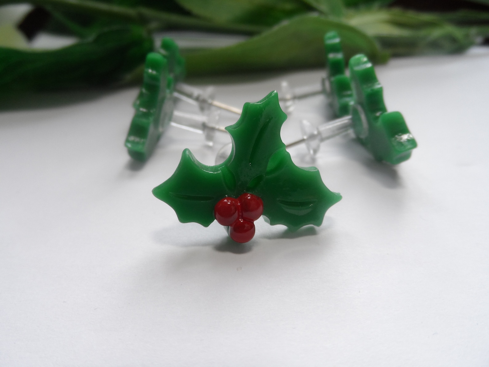 Christmas Holly Push Pins Novelty Push pins Decorative Push Etsy