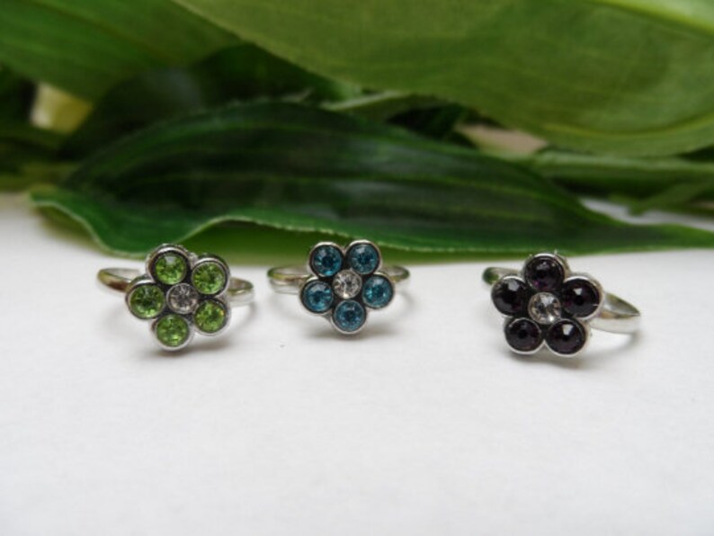 Childs Birthstone Adjustable Flower Ring Kids Rings Bling Etsy