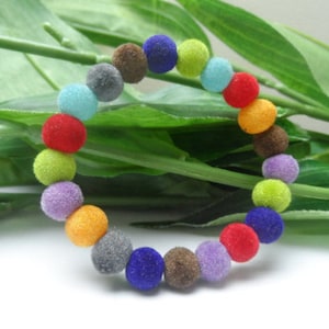 Fuzzy colorful stretchy bracelet, Girls bracelets, girls gifts, girls bracelets, girls fuzzy bracelets