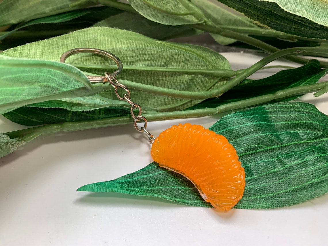 Orange Slice Keychains Novelty Keychains Orange Keyrings Etsy