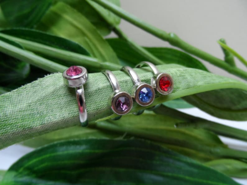 Child's Adjustable Birthstone Ring Kids Rings Girls Etsy