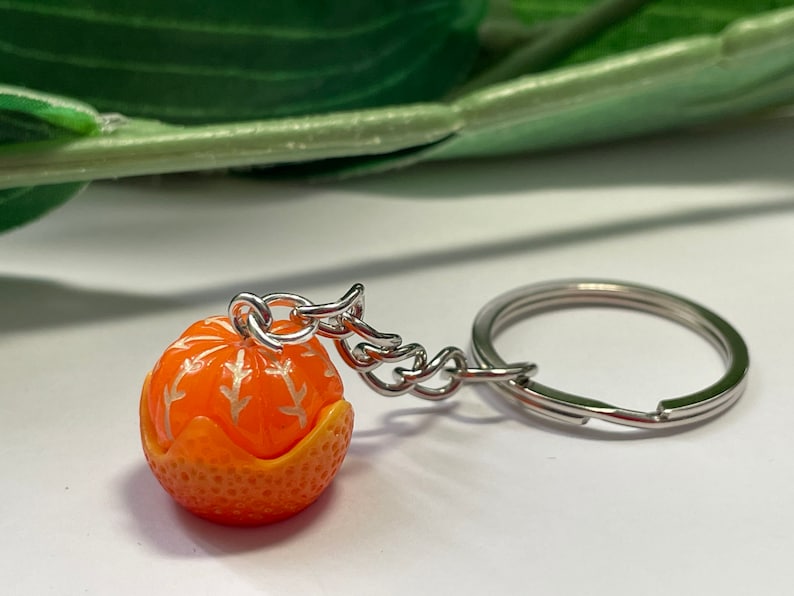 Orange 3D Keychains Novelty Keychains Orange Keyrings Etsy