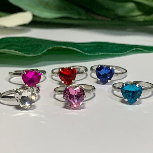 Bague coeur réglable en strass pour enfant, bagues pour enfants, bagues pour filles, cadeaux d'anniversaire pour filles, bagues réglables, bagues pour petites filles