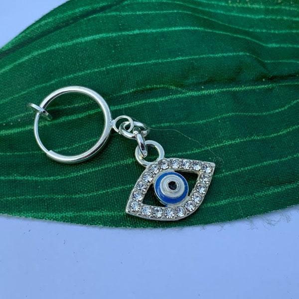 Evil Eye Clip On Belly Button Navel Ring, Fake Belly Button Ring, No Pierce Belly Button Ring