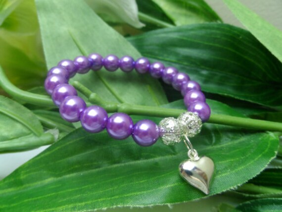 Girls Purple Stretchy Charm Bracelet Girls Bracelets Kids