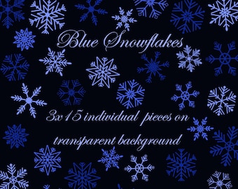 Snowflakes Clipart, Blue Snowflake set, Winter Graphics, Nature Inspired, Snowflake Clip Art, Christmas Clipart, Commercial Use,PNG Download