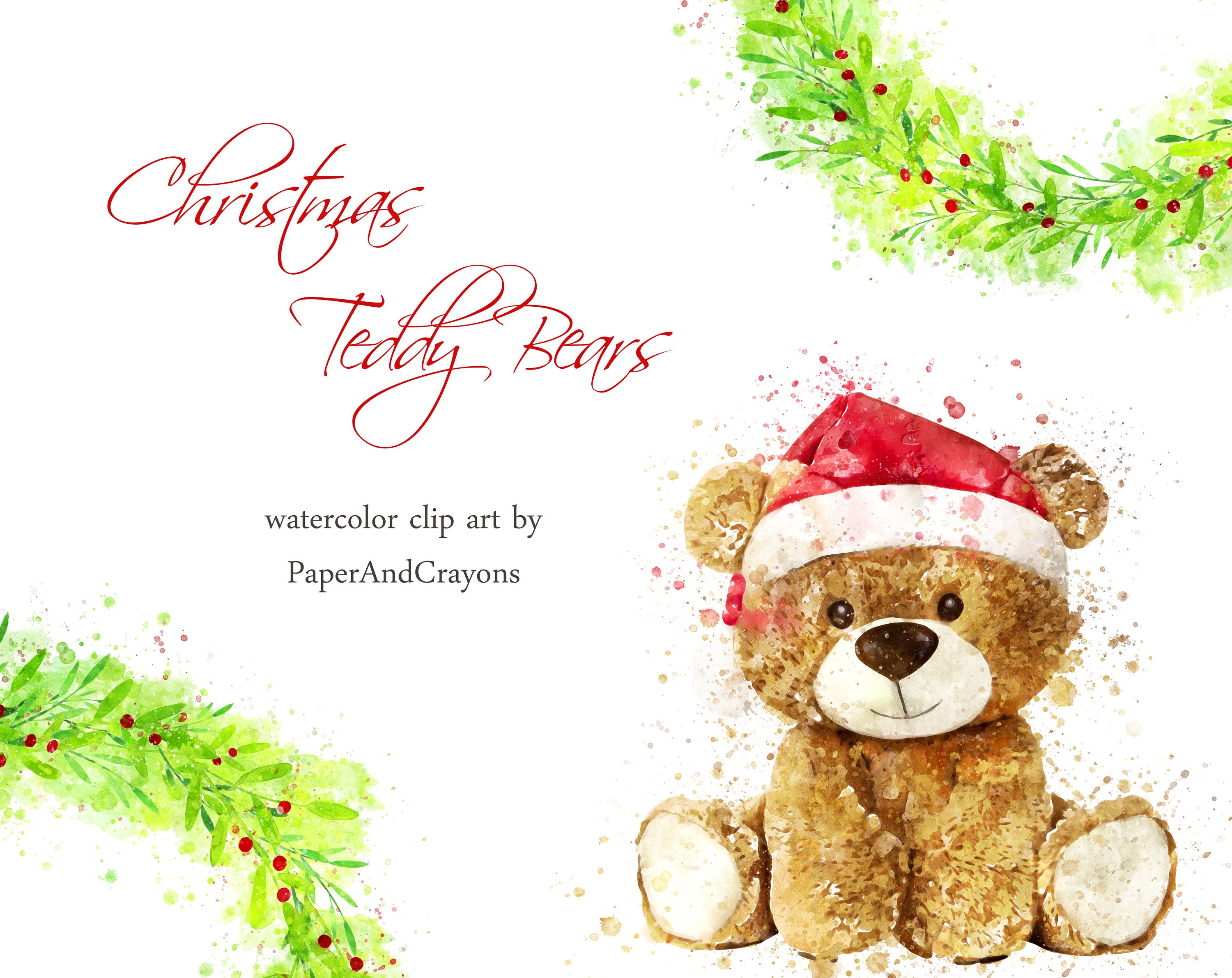 christmas teddy bear clip art