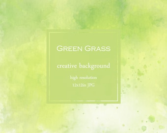 Green Grass Background, Watercolor Texture, Digital Paper Clipart, Watercolor Green JPG, Commercial Use, PaperAndCrayons, Nature Background