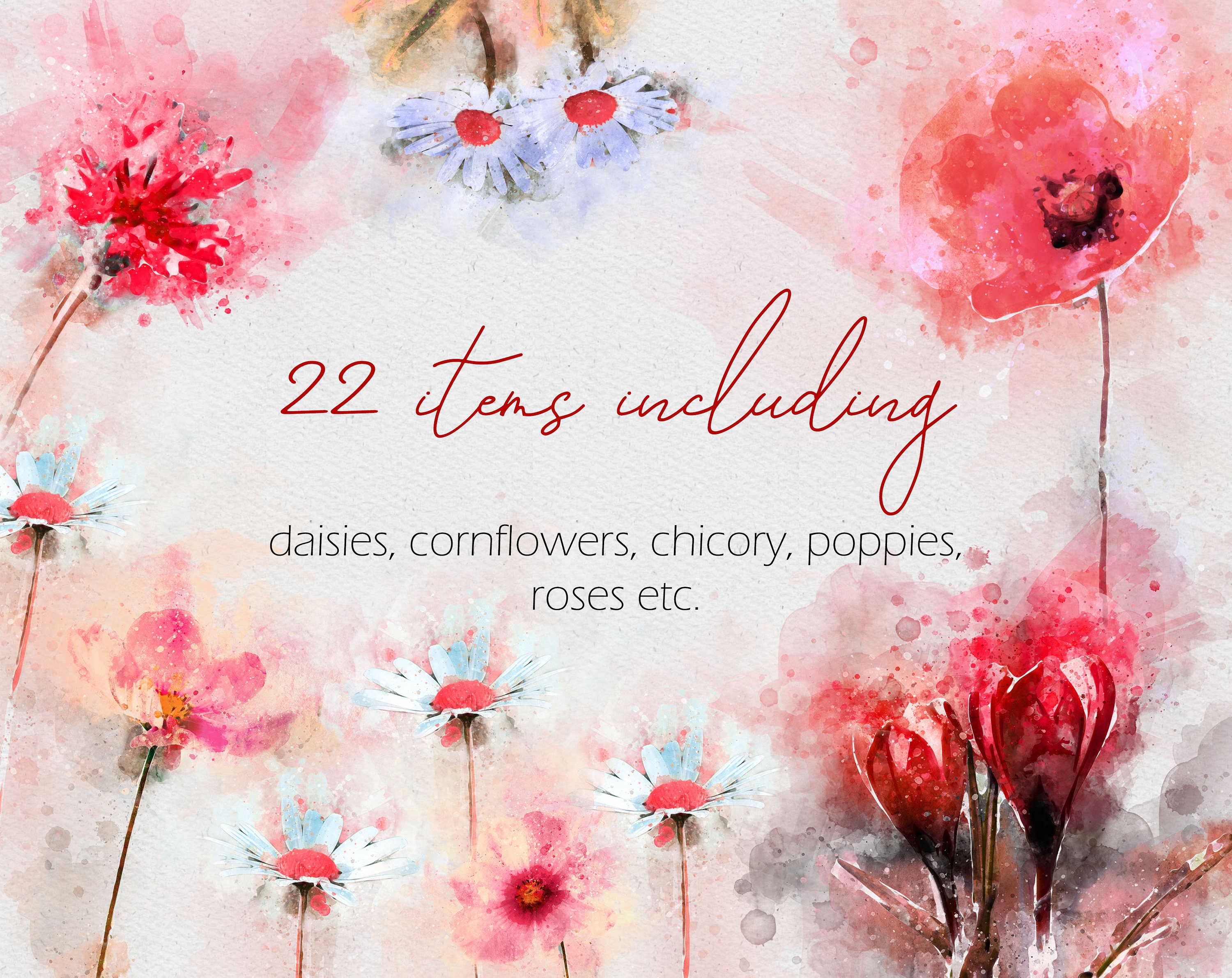 Bordeaux Watercolor Clipart Set Red Floral Clip Art Burgundy Etsy