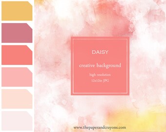 Daisy Background, Watercolor Texture, Digital Paper Clipart, Pink Watercolor Background, Colorful JPG, Commercial Use, PaperAndCrayons