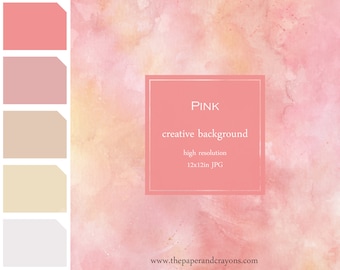 Pink Background, Watercolor Texture, Digital Paper Clipart, Summer Palette JPG, Commercial Use, Creative Background,PaperAndCrayons