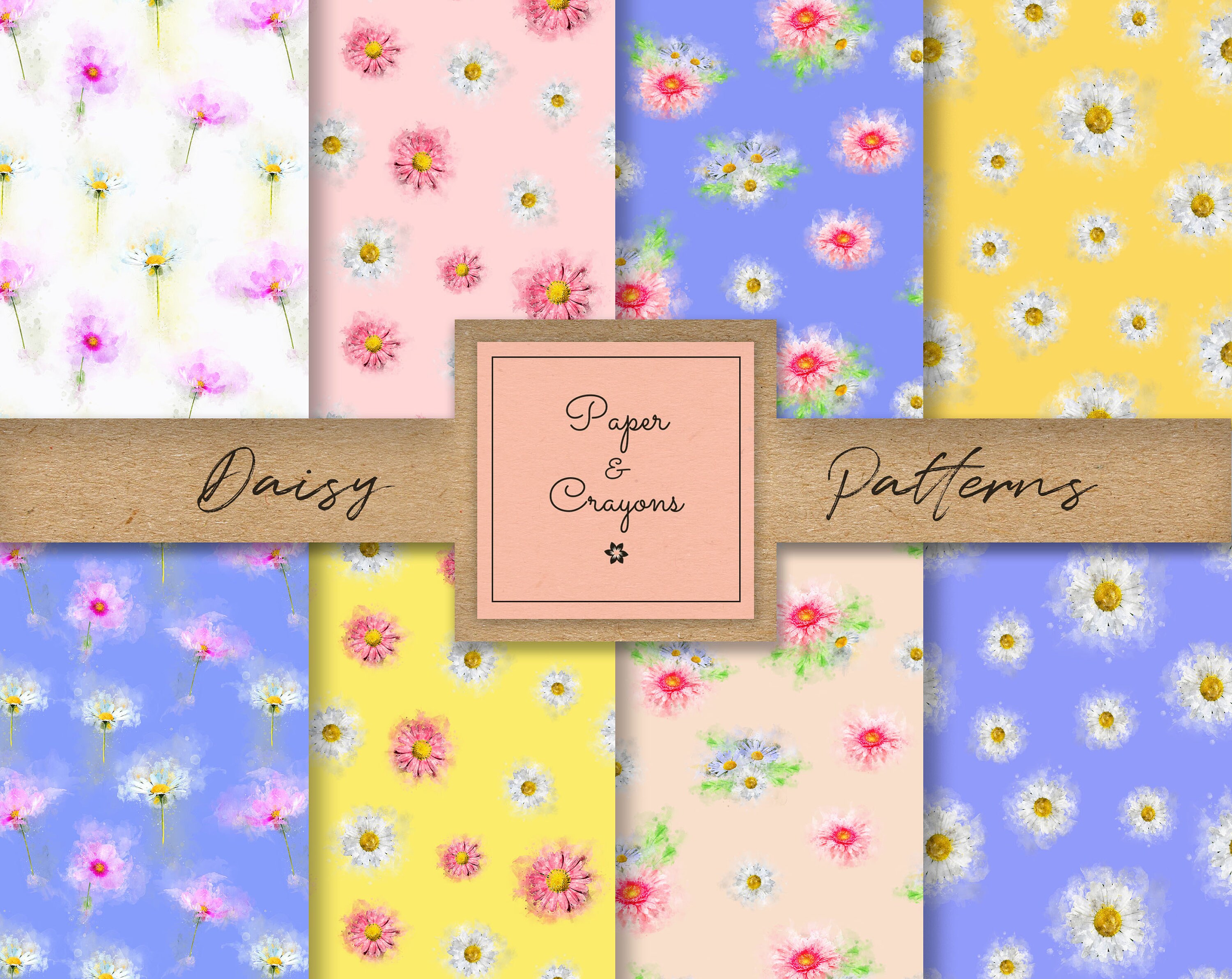 Daisy Digital Paper Seamless Pattern Floral Digital Paper ...