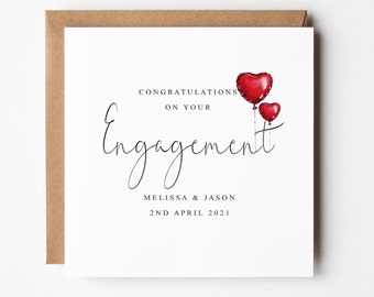 Engagement Card, Personalised Engagement Card, Happy Couple, Congratulations, On Your Engagement, Engaged