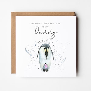 First Christmas as a Daddy, Grandad 1st Christmas, Penguin Daddy and Baby, Penguin Christmas Card, Uncle, 1st Christmas, Grampy, Dada