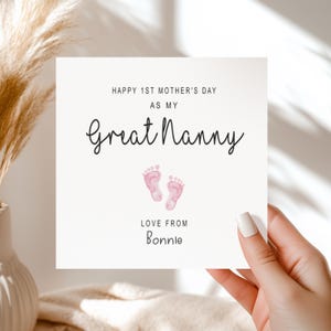 1st Mother's Day as Gran, Personalised Happy Mothering Sunday Card, Granny, Grandma, Grandmother, Nan, Nana, Baby Footprints afbeelding 2