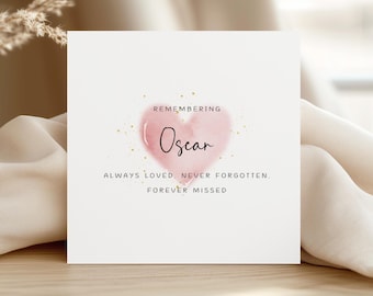 Personalised Remembrance Card, Always Loved Never Forgotten Forever Missed, Remembering Loved Ones in the Stars