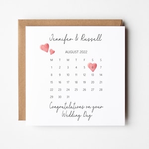 Personalised Calendar Wedding Card, Calendar Card, Forever Day Card, Wedding Calendar, Anniversary Calendar, Engagement