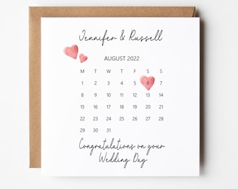 Personalised Calendar Wedding Card, Calendar Card, Forever Day Card, Wedding Calendar, Anniversary Calendar, Engagement