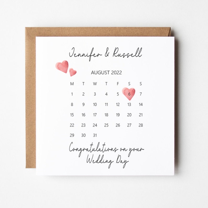 Personalised Calendar Wedding Card, Calendar Card, Forever Day Card, Wedding Calendar, Anniversary Calendar, Engagement 